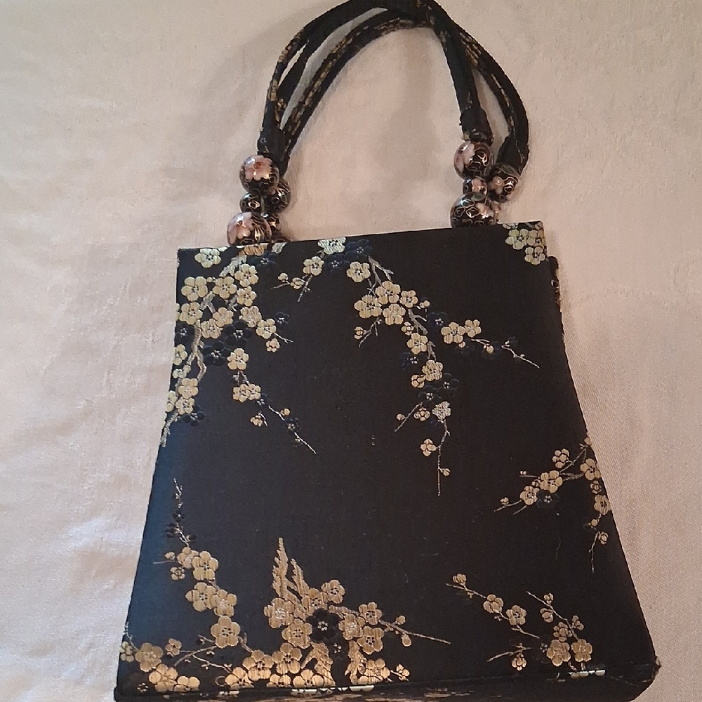 Vintage Black and Gold Floral Mini Bag